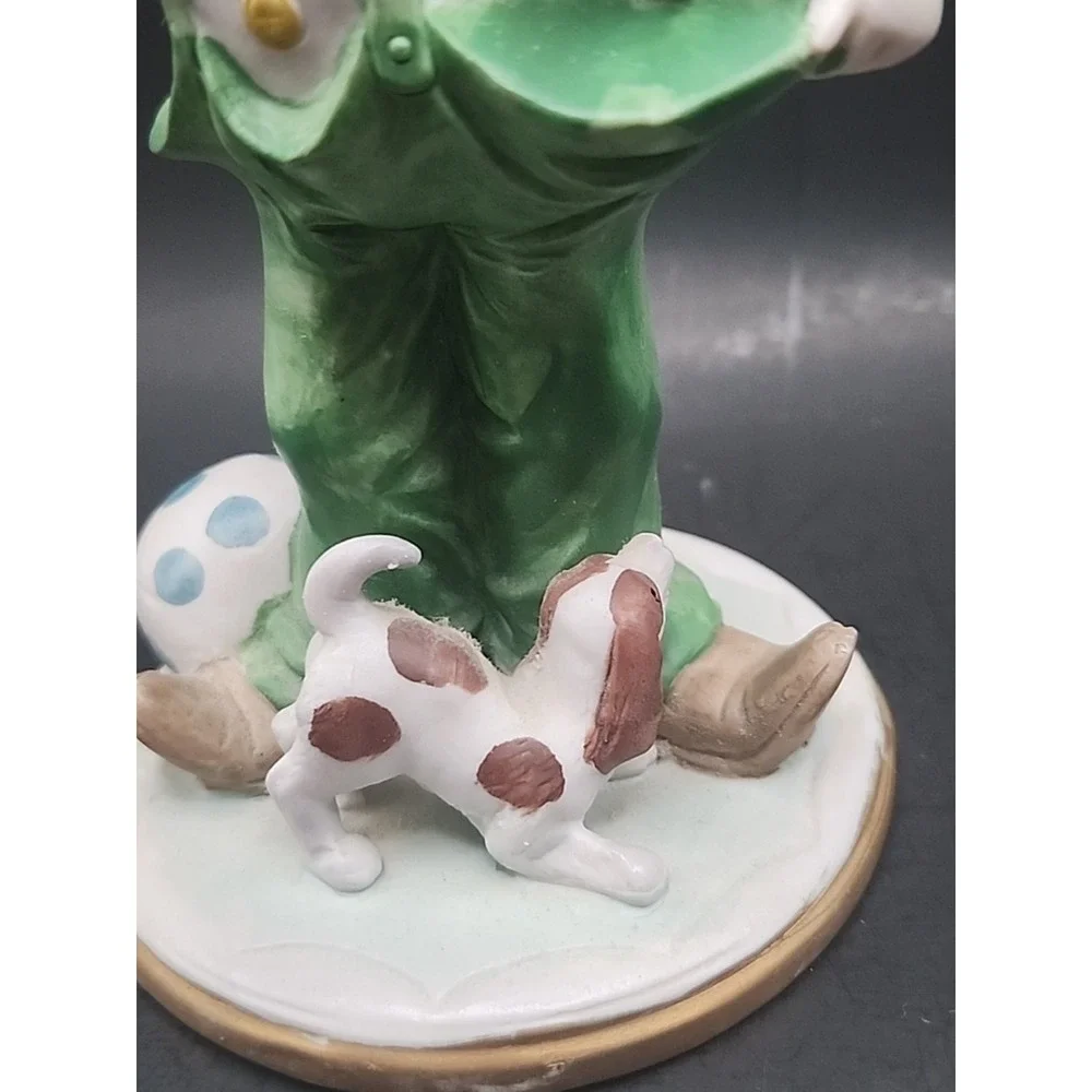 Vintage 80s-90s Kitschy Clown With Two Dogs Bisque Figurine 6.5